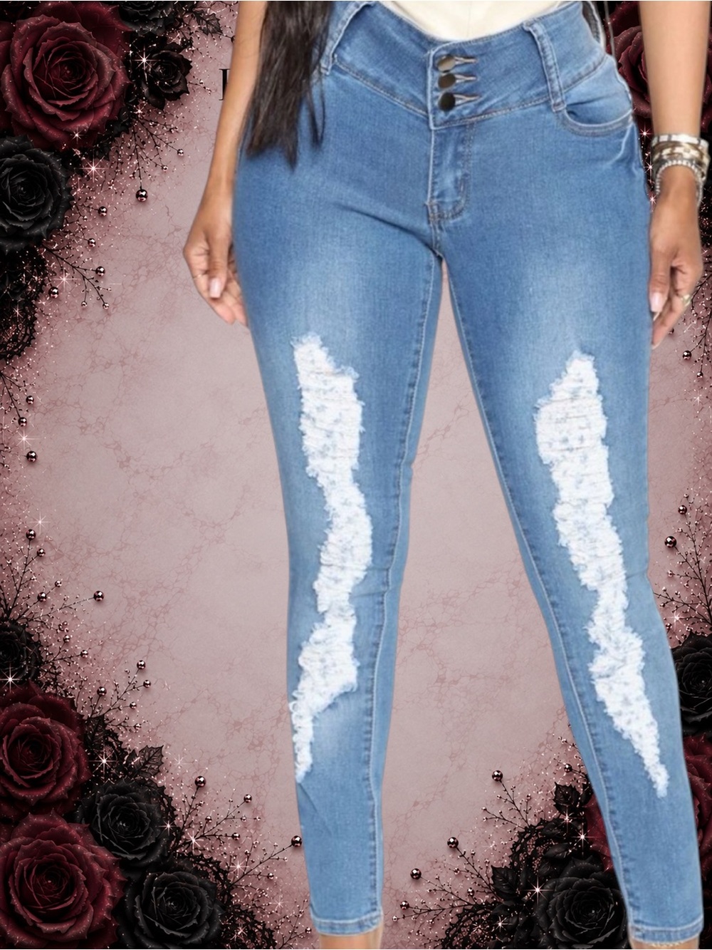 NWT Fashion Nova High Waisted Demi Skinny Jeans Sz 7 - color blue